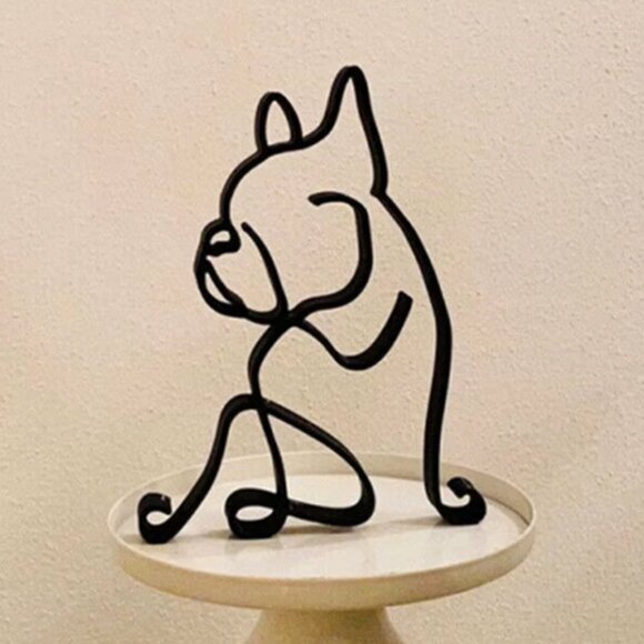 Frenchie Bulldog Dog METAL Sculpture 14.2 x  10.5 cm Desk Wall Shelf - Picture 4 of 7